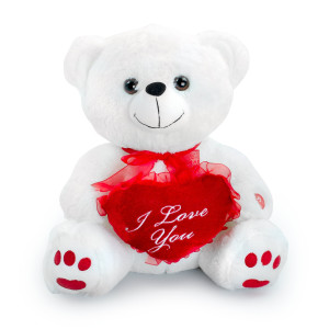 10" White Valentines Bear w/ Heart by Giftable World