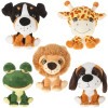 8" 5 Assorted Plush Big Eyes Frog Dog Lion Giraffe By Giftable World