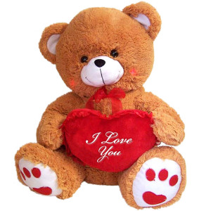 14" Brown Valentines Bear w/ Heart Lights & Sound 