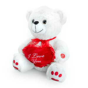 10" White Valentines Bear w/ Heart by Giftable World