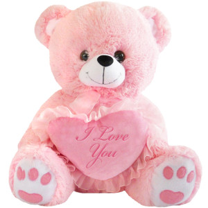 18" Pink Valentines Bear w/ Heart Lights & Sound 
