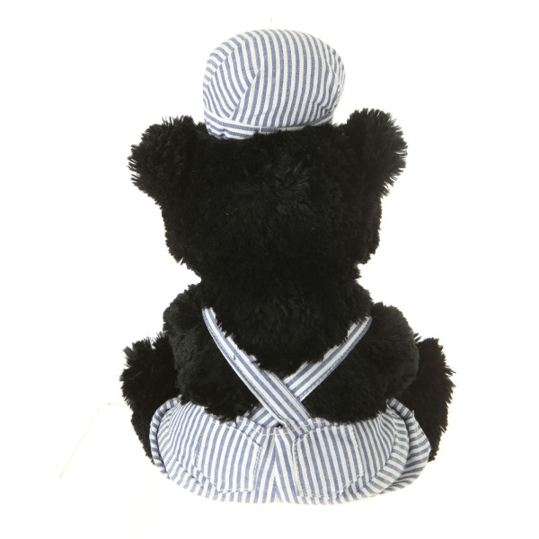 10" Plush Train Conductor Black Bear By Giftable World®