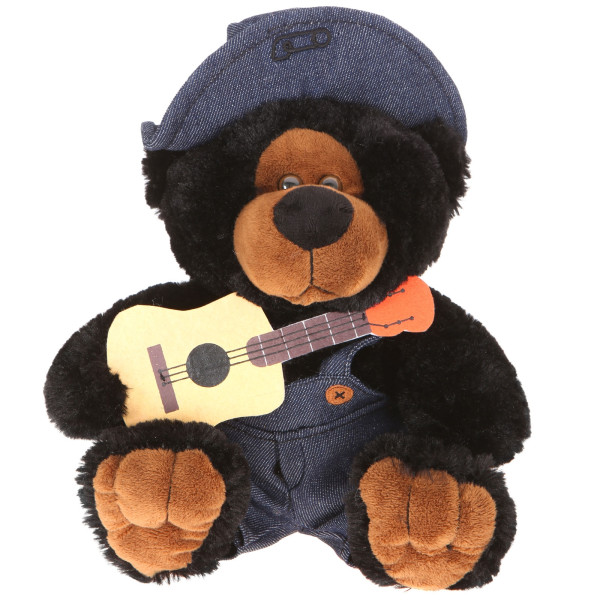 10" Plush Hillbilly Guitar Black Bear By Giftable World®