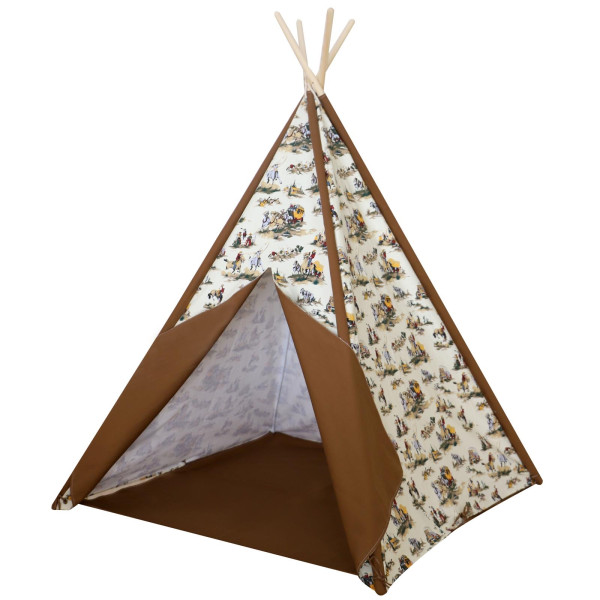 Cowboy Teepee With 4 Poles Made Of 100% Cotton By Giftable World®