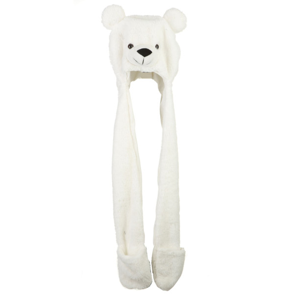 37" Plush Polar Bear Hat With Mittens By Giftable World®
