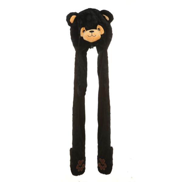 37" Black Bear Hat With Mittens By Giftable World®