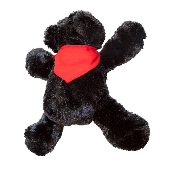 10" Plush Lying Black Bear With Customizable Bandana By Giftable World®
